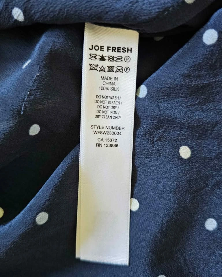 Brand New JOE FRESH 100% Silk Polka Dot Short Sleeve Blouse - Si - photo 3