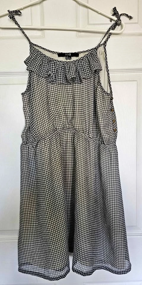 Forever 21 Gingham Tie-Strap Ruffle Sundress - Size Large