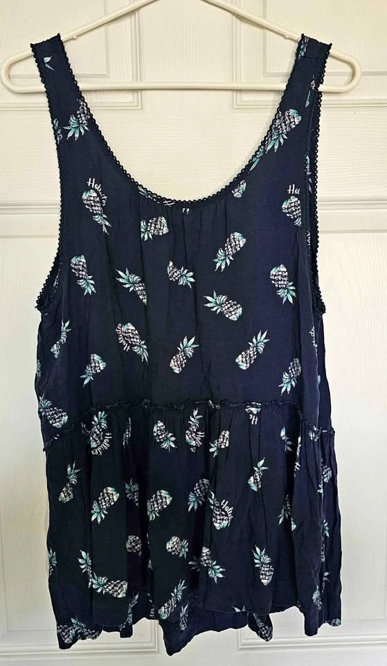 Brand New Hollister Pineapple Print Tiered Babydoll Tank Top
