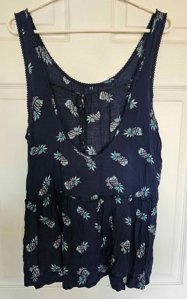Brand New Hollister Pineapple Print Tiered Babydoll Tank Top - photo 2