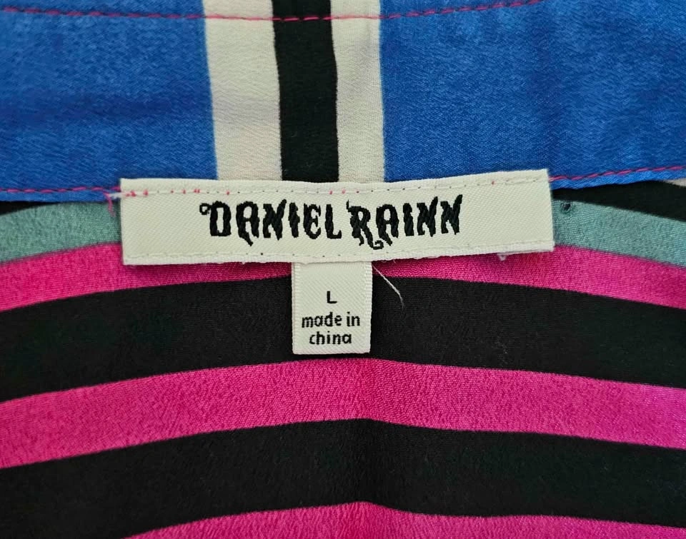 Daniel Rainn Cold-Shoulder Tie-Front Striped Blouse - Size Large - photo 2