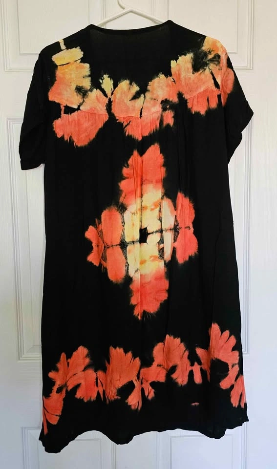 Boho Tie-Dye Sequin Embellished Short Sleeve Dress - Size Large - photo 2