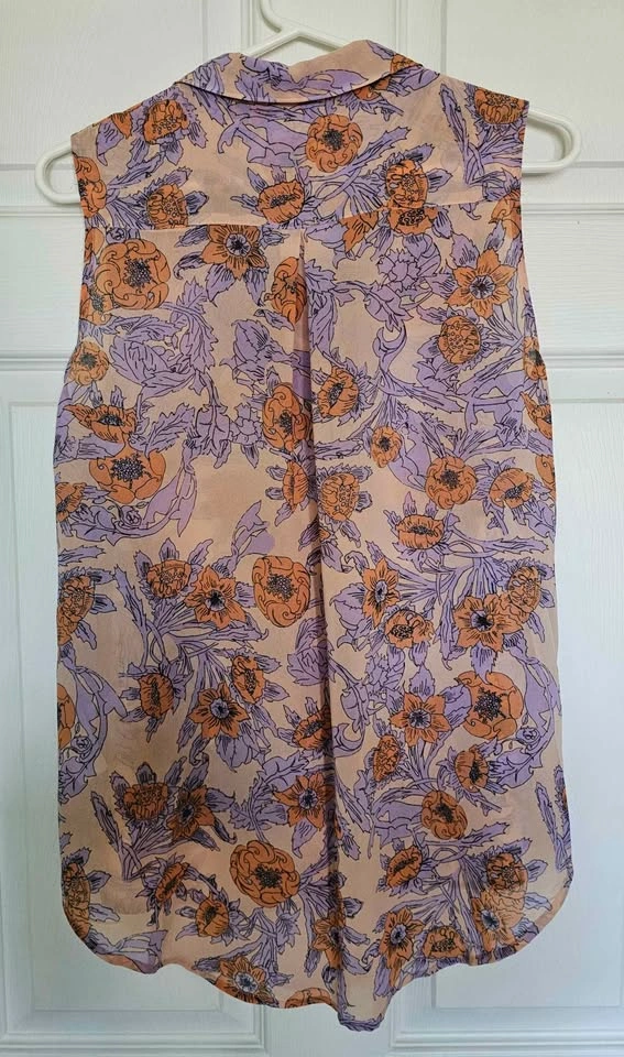 Brand New H&M Floral Sleeveless Button-Down Chiffon Blouse - Siz - photo 2