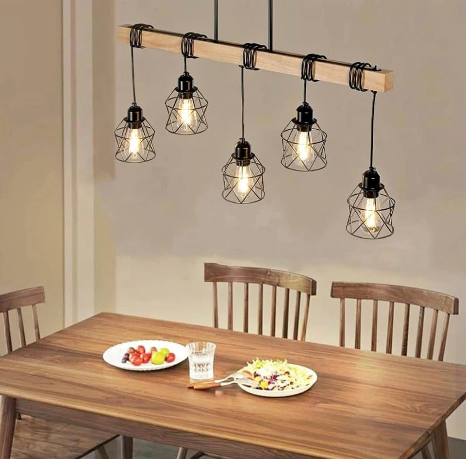 Farmhouse 5-Light Wood and Metal Chandelier