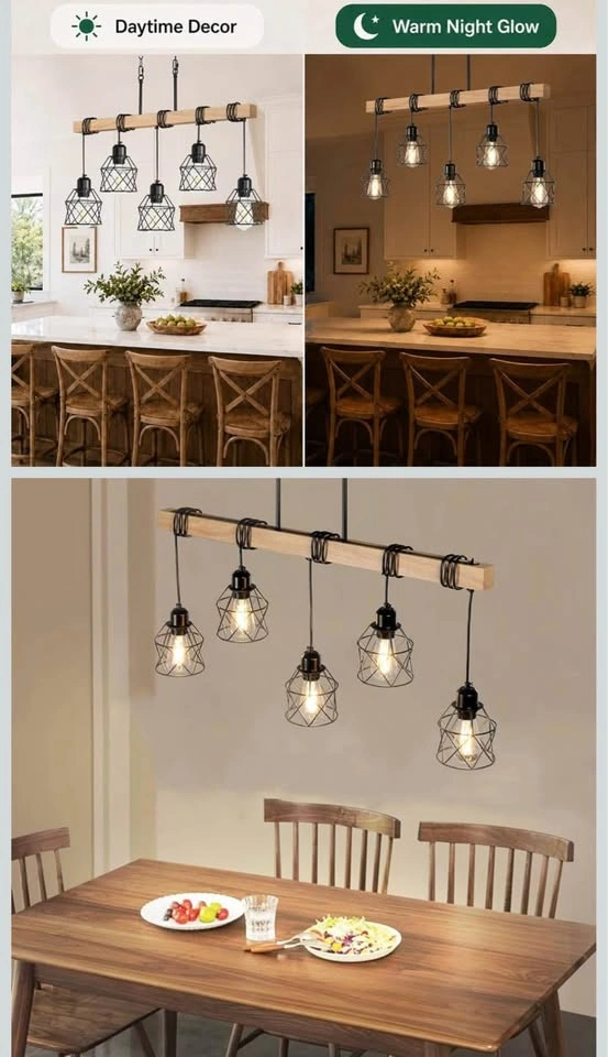 Farmhouse 5-Light Wood and Metal Chandelier - photo 5