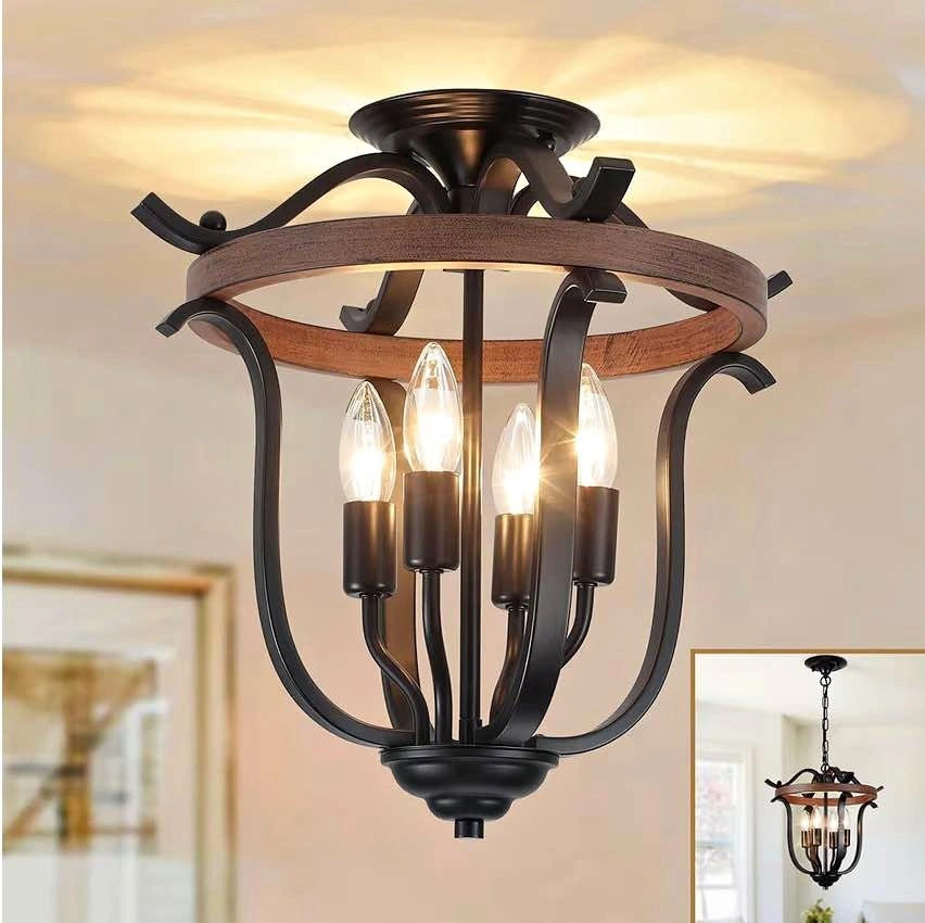 Yarikav Farmhouse 4-Light Chandelier