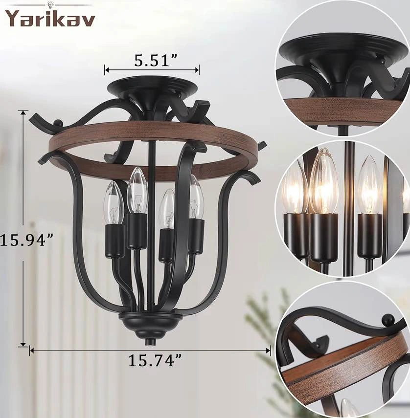 Yarikav Farmhouse 4-Light Chandelier - photo 2