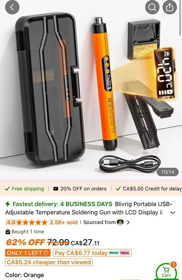Portable USB Adjustable Soldering Iron with LCD & Case