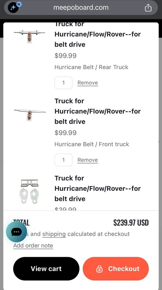 Brand New Meepo Hurricane DKP Trucks Set – 8mm/10mm Axles - photo 4