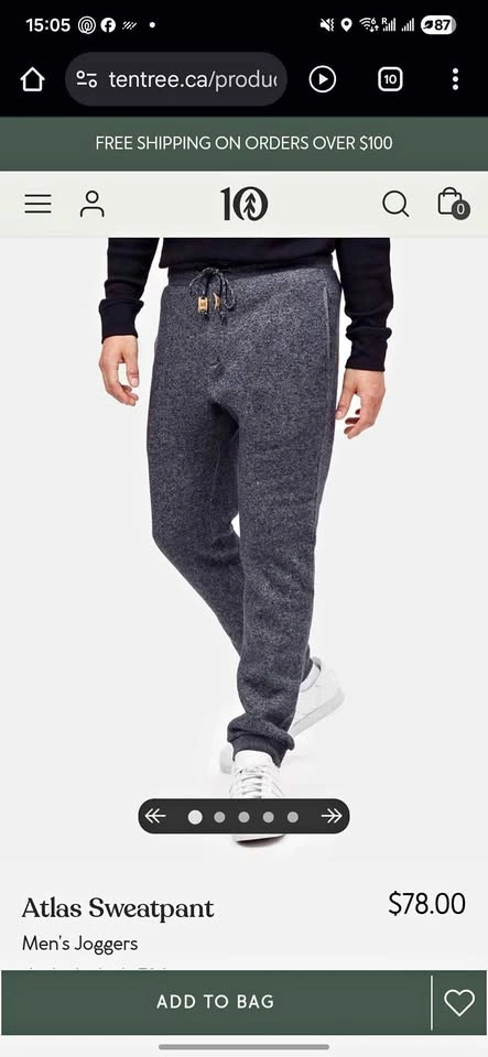 Grey sweatpants by a Canadian Brand