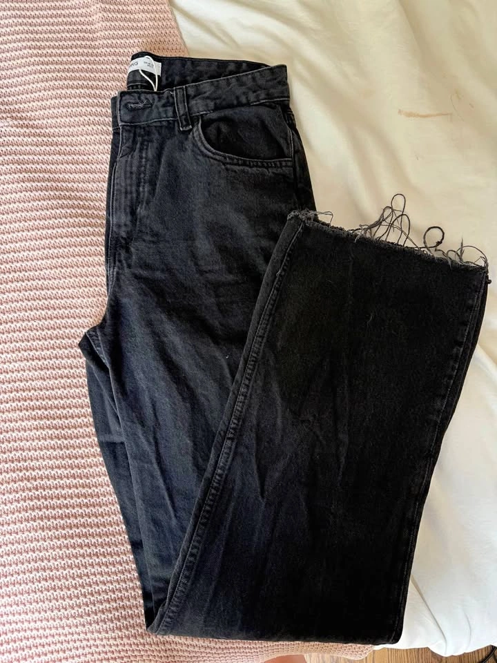 MNG Black Raw Hem Jeans