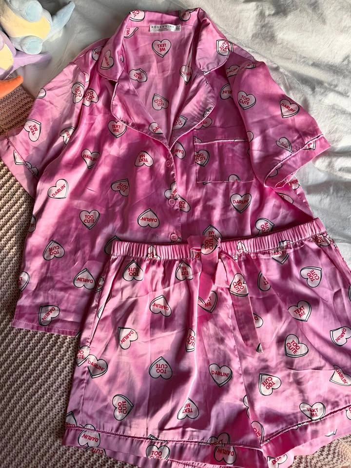 Rose + Vine Heart Print Pyjama Set