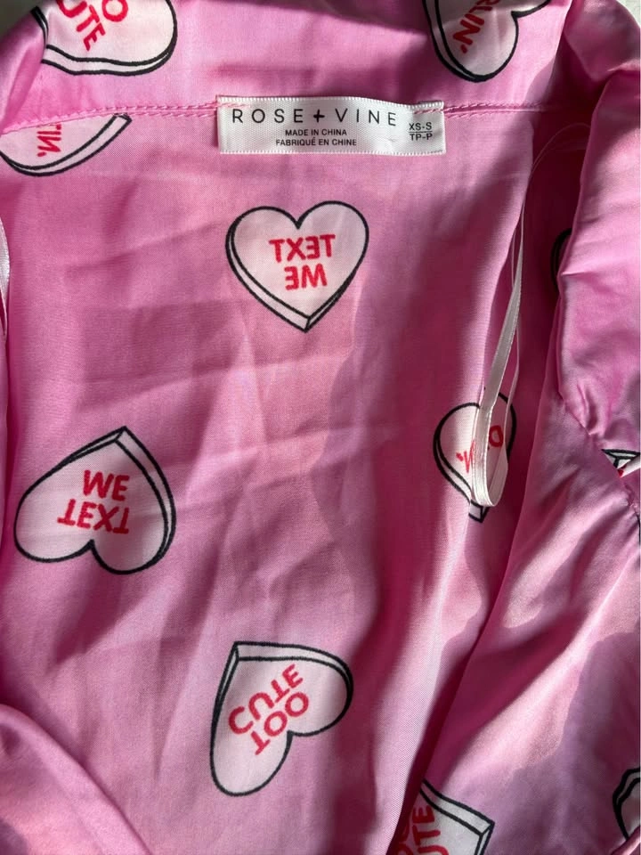 Rose + Vine Heart Print Pyjama Set - photo 3