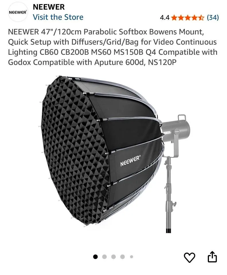 Neewer Parabolic Softbox Bowen Mount 120cm thumbnail