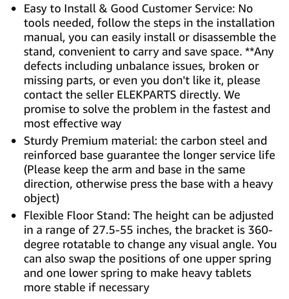 ELEKPARTS Tablet Floor Stand, Overhead Camera Phone Mount - photo 5