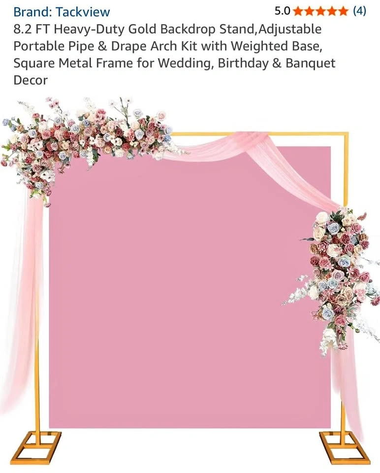 Tackview 8.2 FT Heavy-Duty Gold Backdrop Stand
