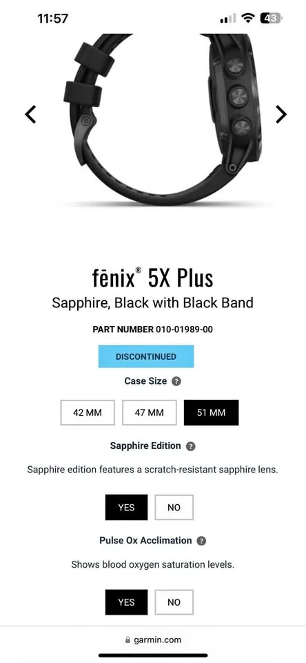 Garmin Fenix 5X Plus Sapphire with Sport Band and Box | Like New thumbnail