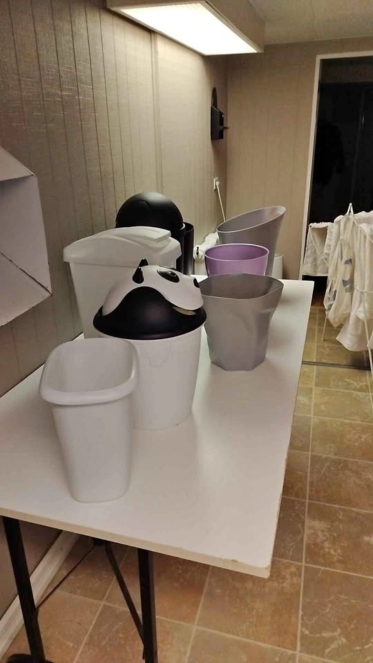 Lots of different colors and sizes of room Garage Bins