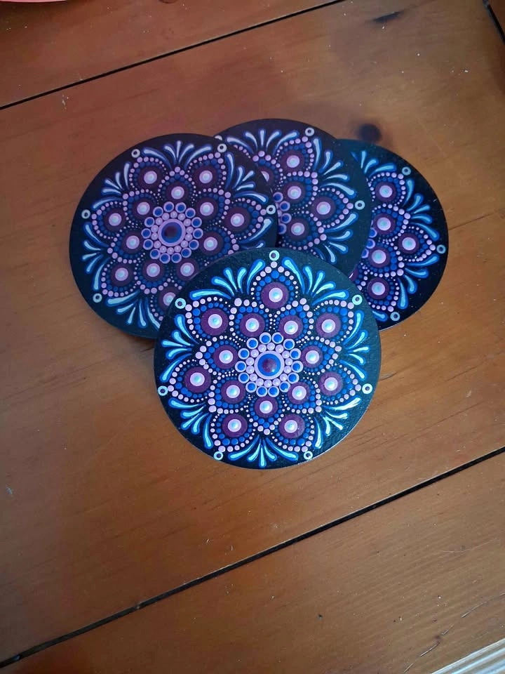 Hand painted Mandala coasters