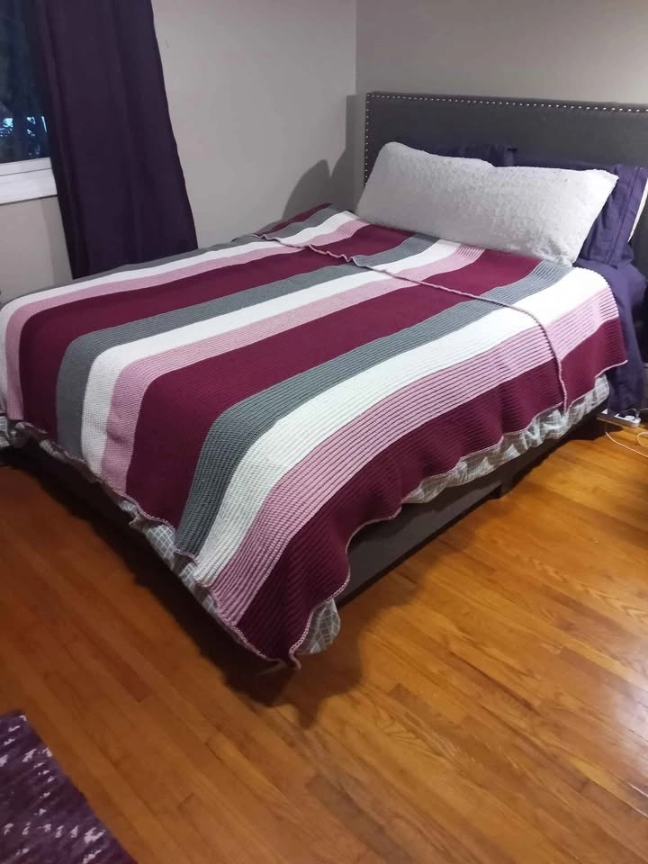 Handmade Striped Crochet Blanket - photo 2