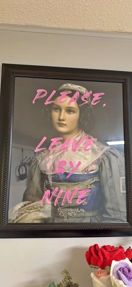 Please Leave By Nine Framed Art Print
