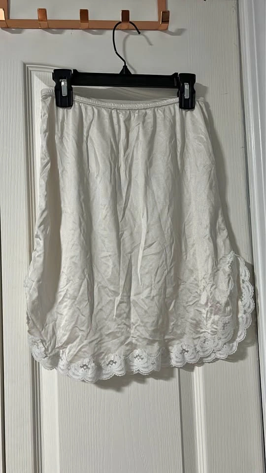 White Lace Trim Half Slip