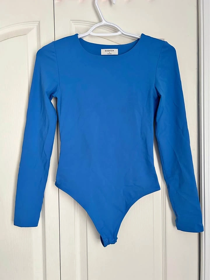 Aritzia Blue Long Sleeve Bodysuit