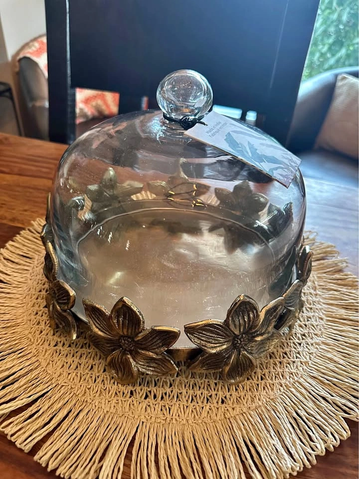 Floral Design Cake Stand with Cloche
