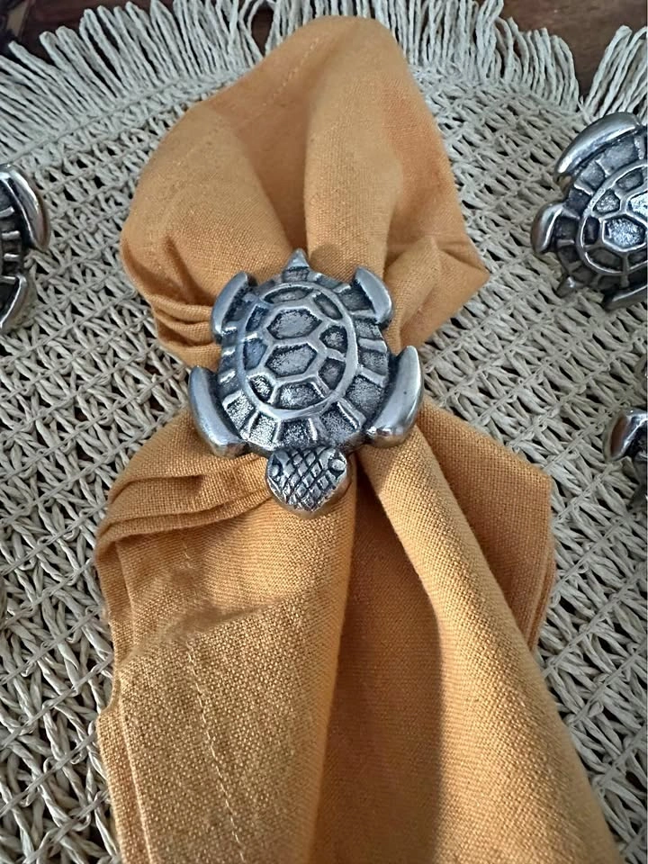 Set of 6 pewter Turtle Napkin Holders