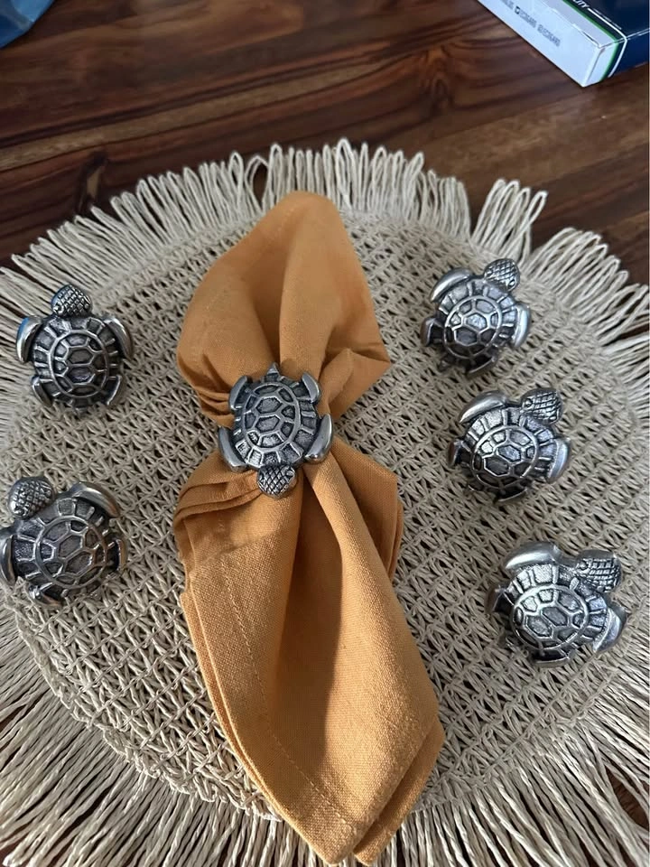 Set of 6 pewter Turtle Napkin Holders - photo 2