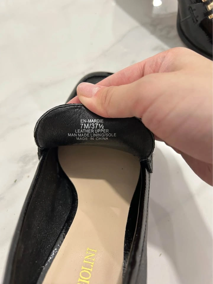 Enzo Angiolini Black Leather Heeled Loafers Size 7 - photo 3