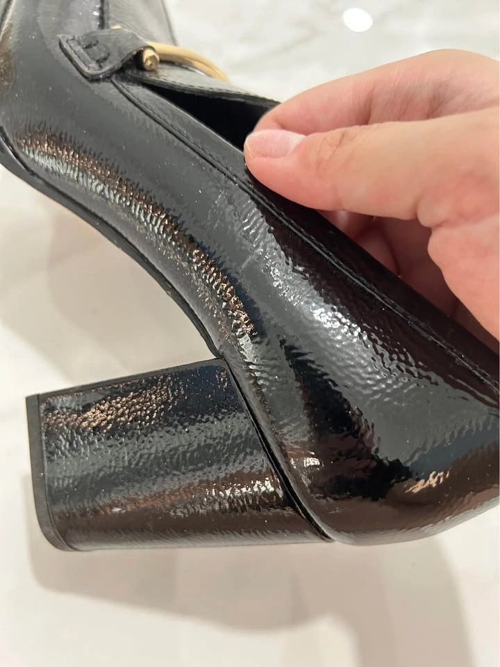 Enzo Angiolini Black Leather Heeled Loafers Size 7 - photo 5