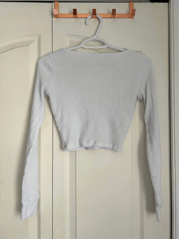 Aritzia White Waffle Knit Crop Top - photo 2