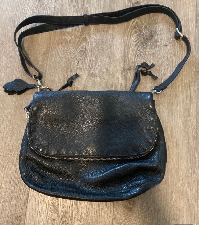 Genuine Leather Shoulder Bag Roots