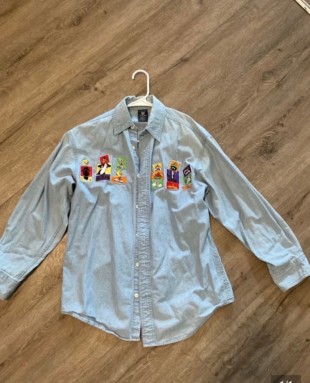 Warner Bros Blue Button Down Shirt