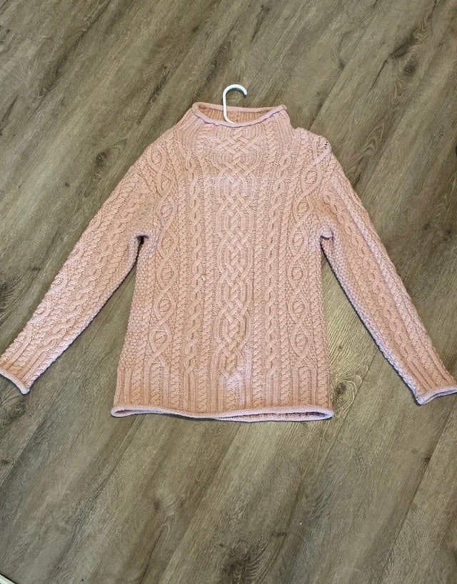 Size 4 Aran Crafts Pink Merrin Wool Sweater
