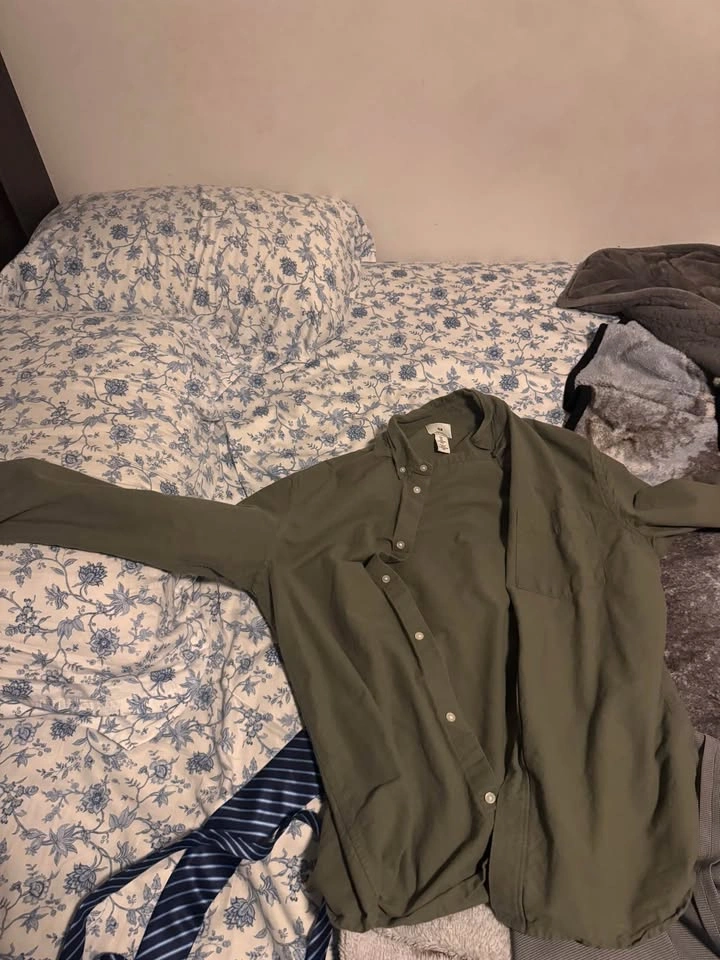Men’s H&M Green Oxford Shirt Size L - photo 3