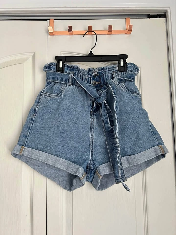 Urban Planet Denim Paperbag Waist Shorts