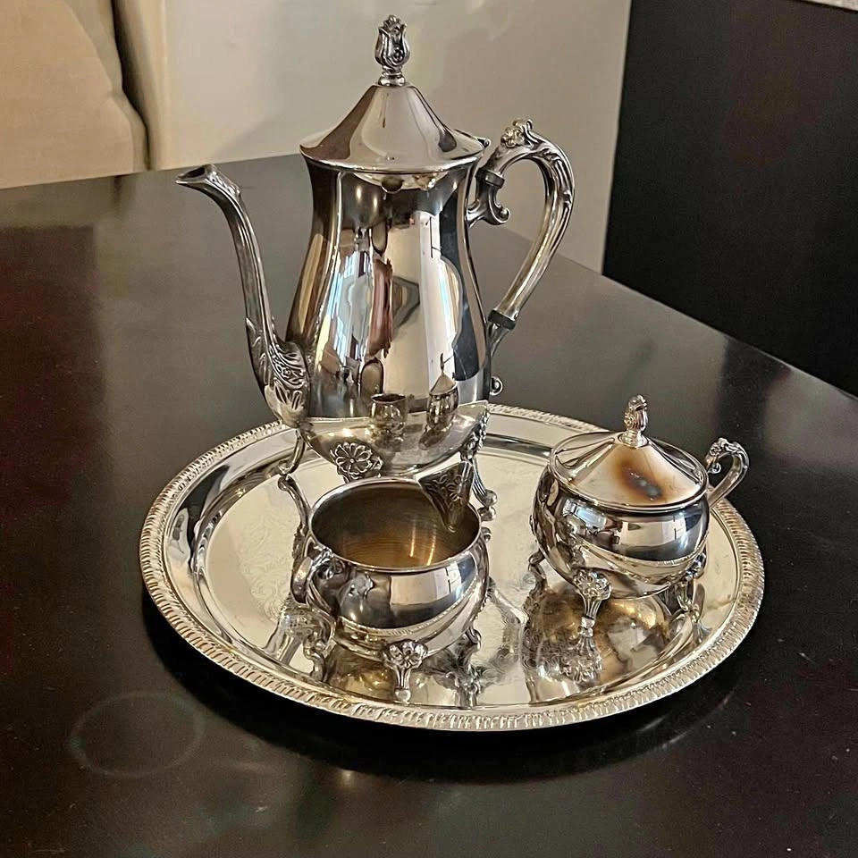 Vintage Leonard Silver Plated EP Brass Tea Set