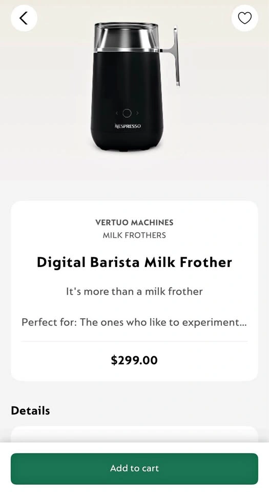 Nespresso Digital Barista Milk Frother