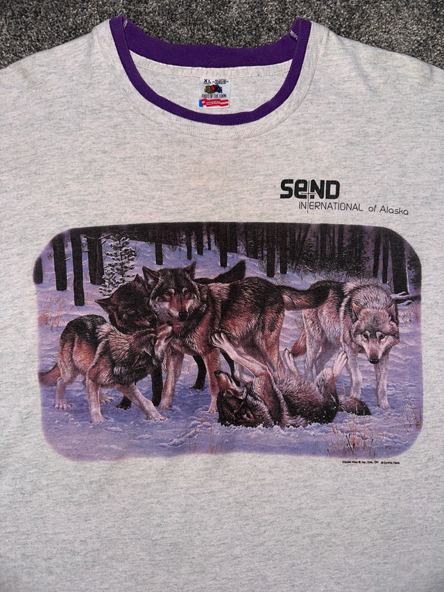 light grey vintage ringer t-shirt size XL - photo 4