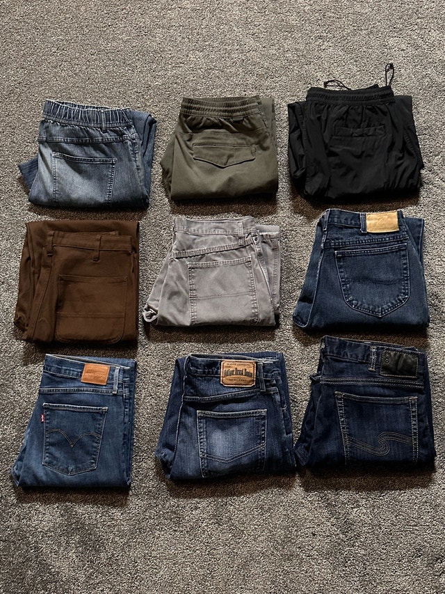 Men’s joggers, jeans, and pants - various sizes