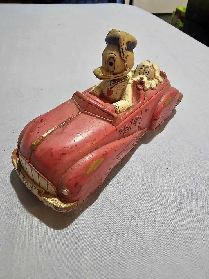1940s Donald Duck and Pluto rubber car