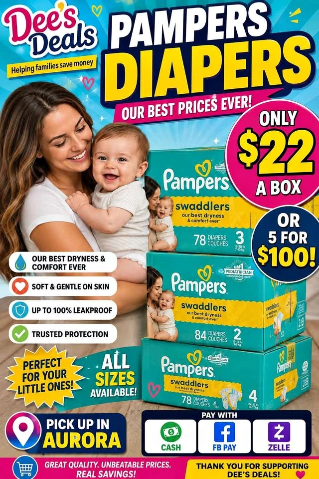 Pampers Sale All sizes $22 a box or 5 for $100