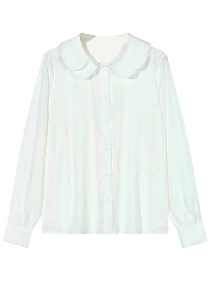 WHITE SHIRT WITH PETAL SHAPE COLLAR