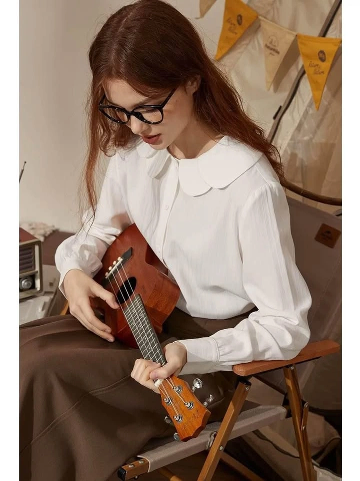 WHITE SHIRT WITH PETAL SHAPE COLLAR - photo 2