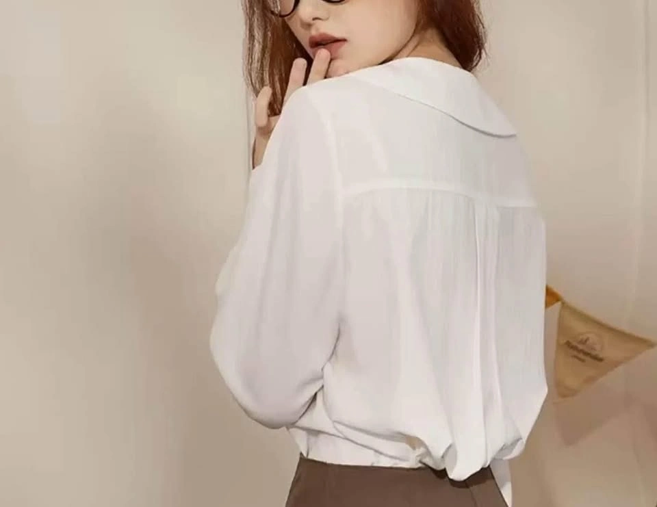 WHITE SHIRT WITH PETAL SHAPE COLLAR - photo 3