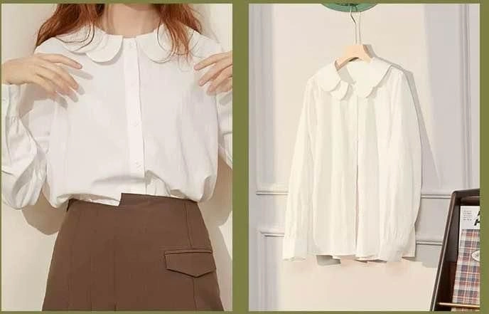 WHITE SHIRT WITH PETAL SHAPE COLLAR - photo 4