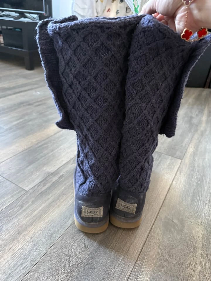 Size US8 Authentic UGG Purple Knit Button-Up Women's Boots - photo 4
