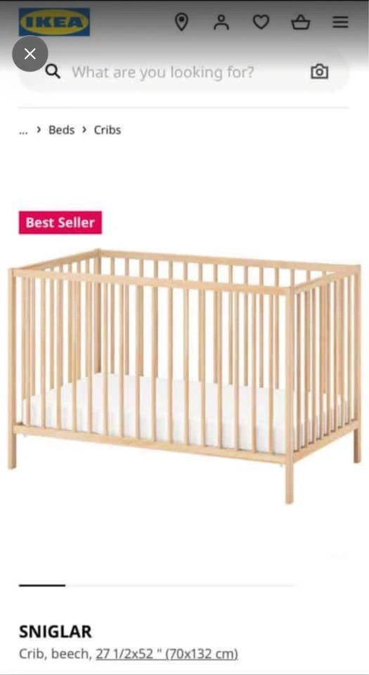 Brand New// IKEA SNIGLAR Crib with Mattress - photo 2